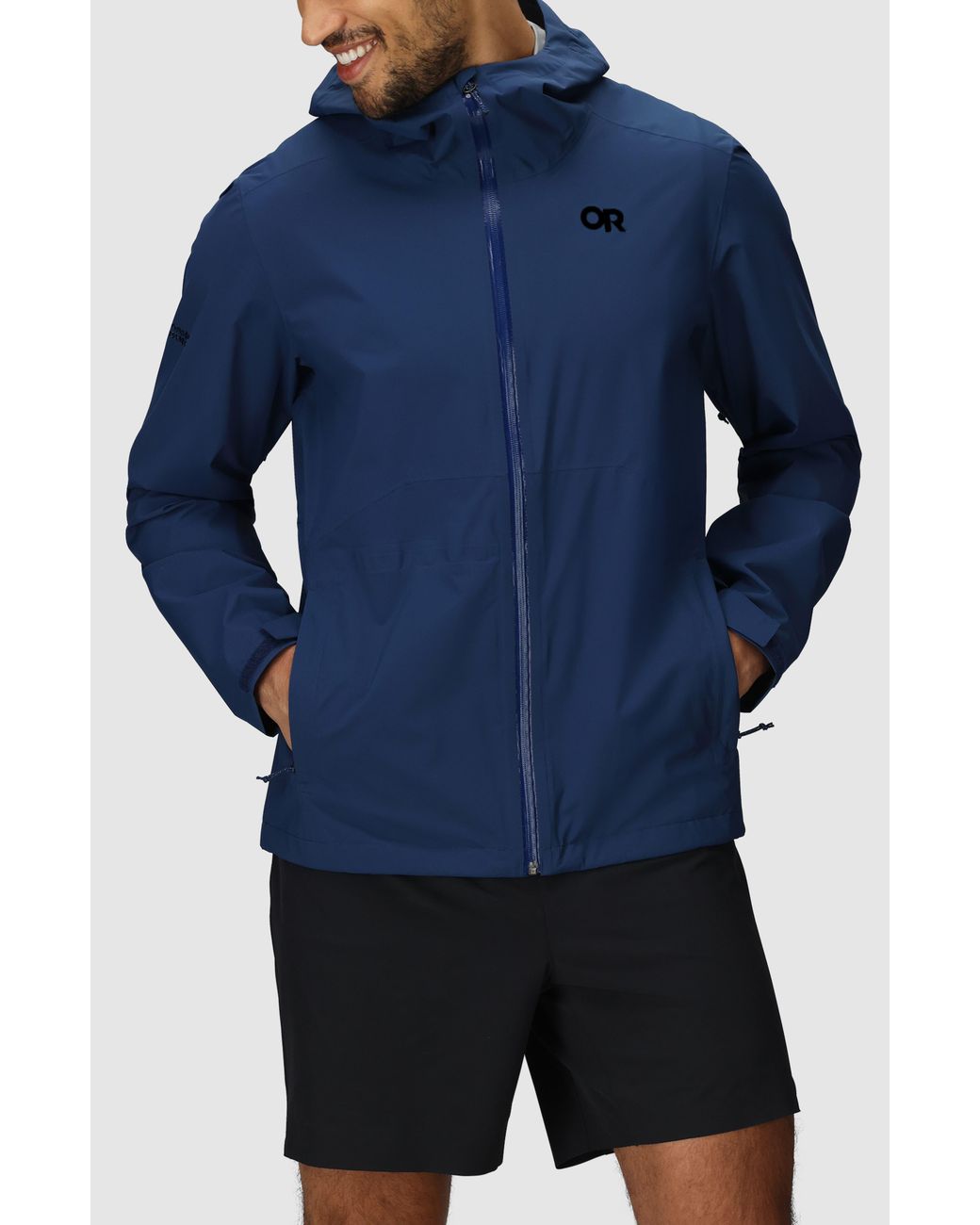 Outdoor Research Blue Stratoburst Packable Rain Jacket for men