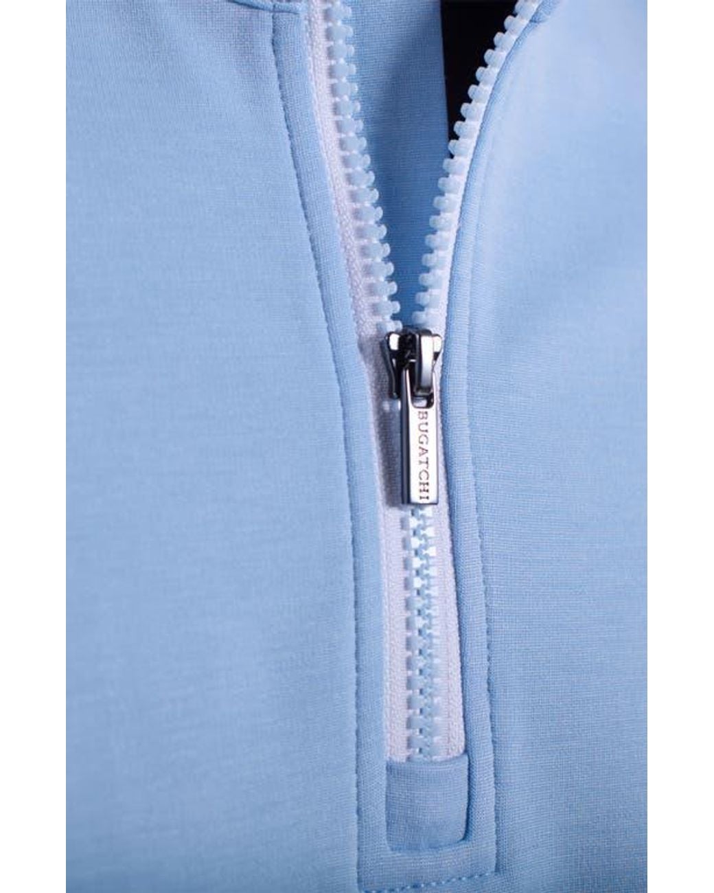 Bugatchi Blue Solid Quarter Zip Pullover for men