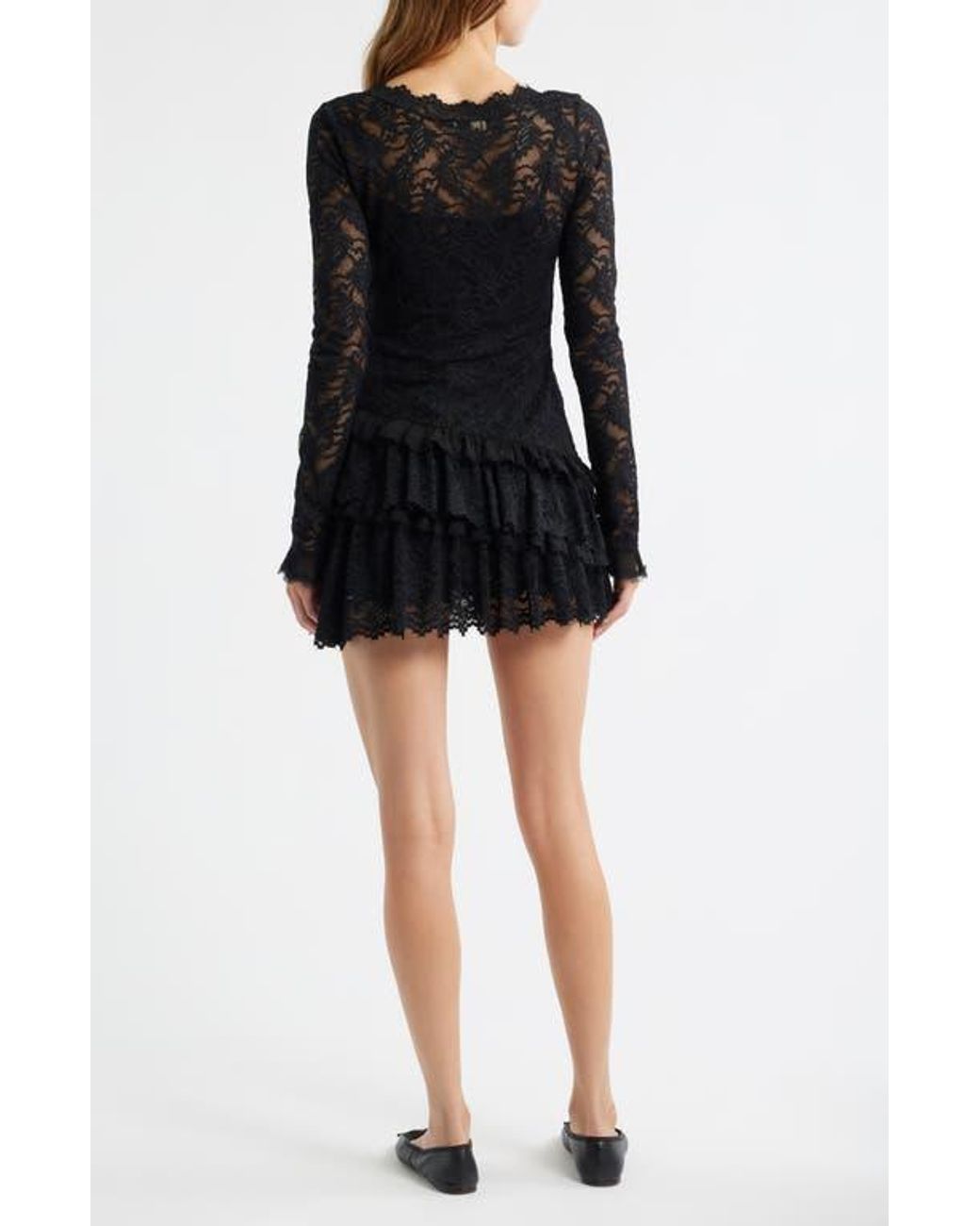 knee length dresses for ladies LOVESHACKFANCY Lavender Pointelle Knit Mini Dress Black – blueandcream
