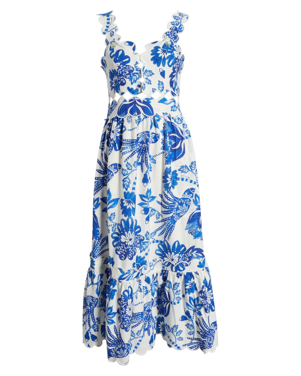 farm rio flowerful birds midi dress Off-White Flowerful Birds Midi Dress FARM Rio