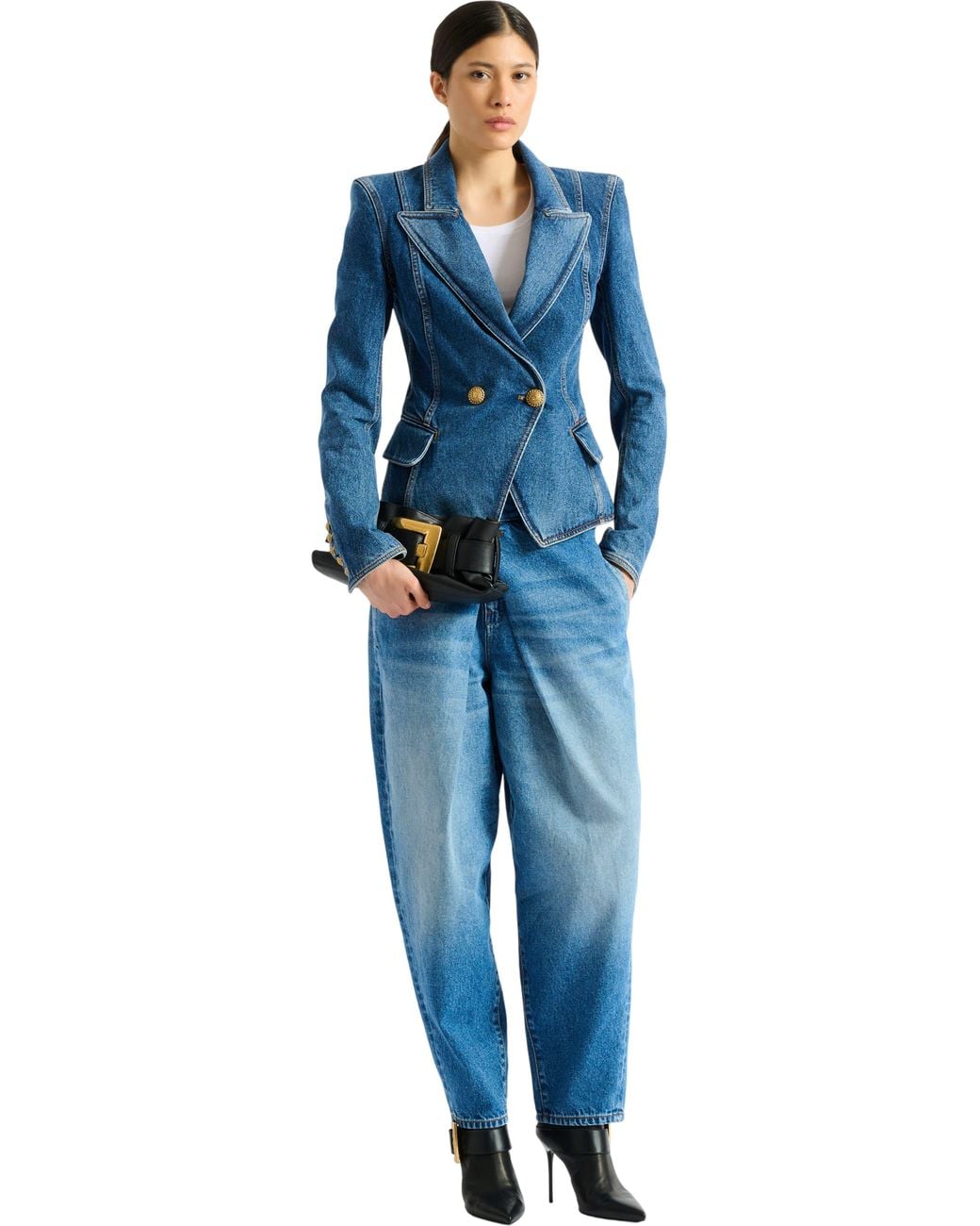 Balmain Blue Denim 2-Button Jacket