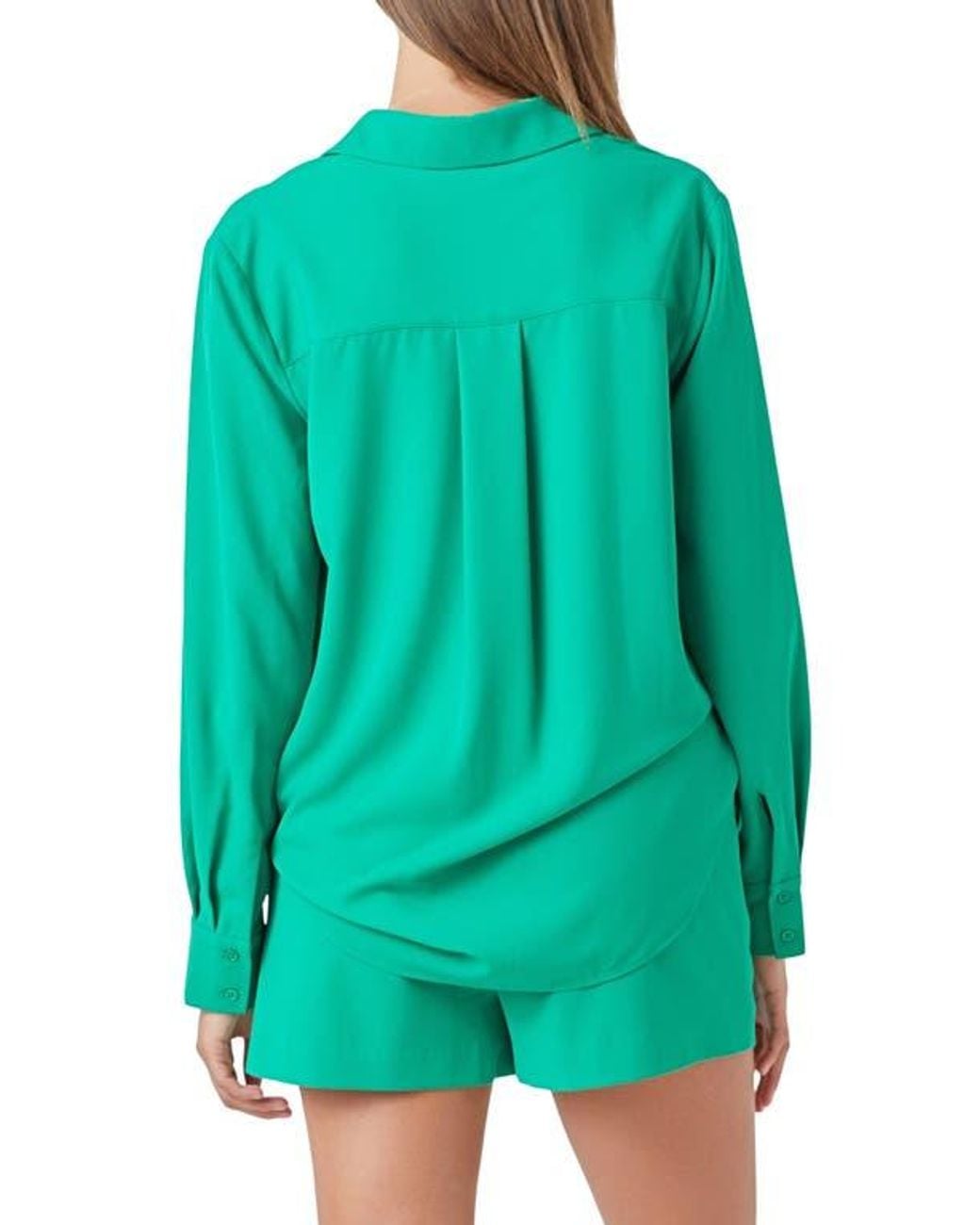 Endless Rose Green Solid Button-Up Shirt