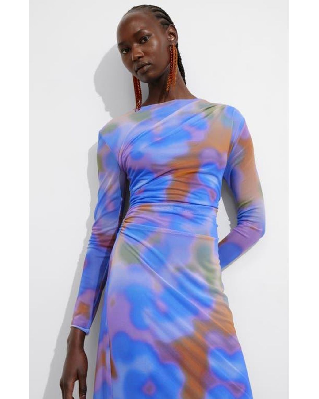 & Other Stories Abstract Print Long Sleeve Mesh Dress in Blue | Lyst & Other Stories Abstract Print Long Sleeve Mesh Dress in Blue | Lyst