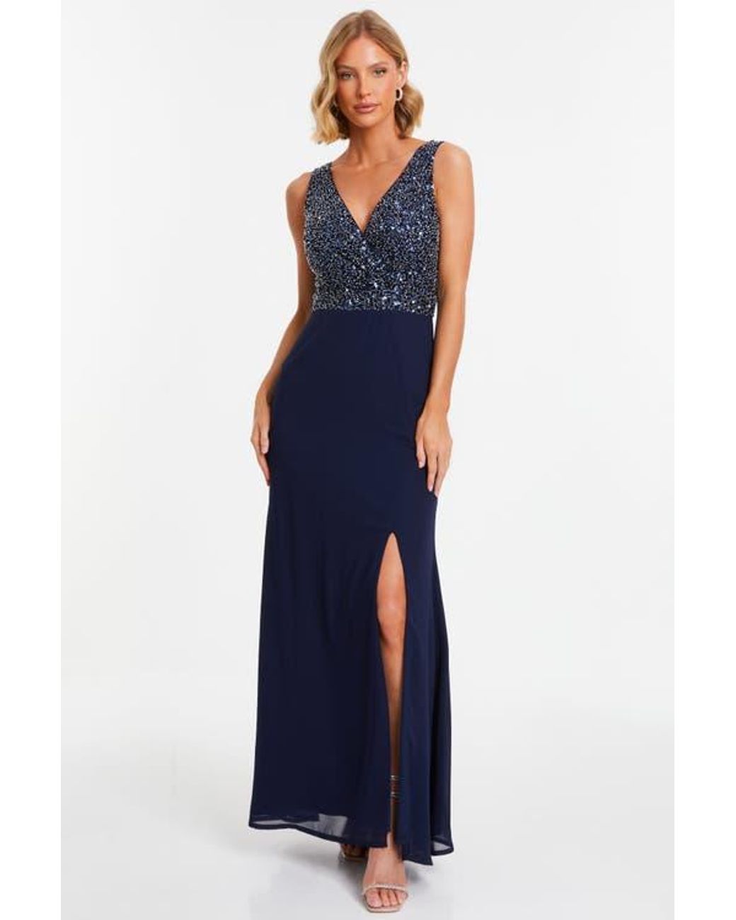 Quiz raspberry chiffon embellished maxi dress hot sale