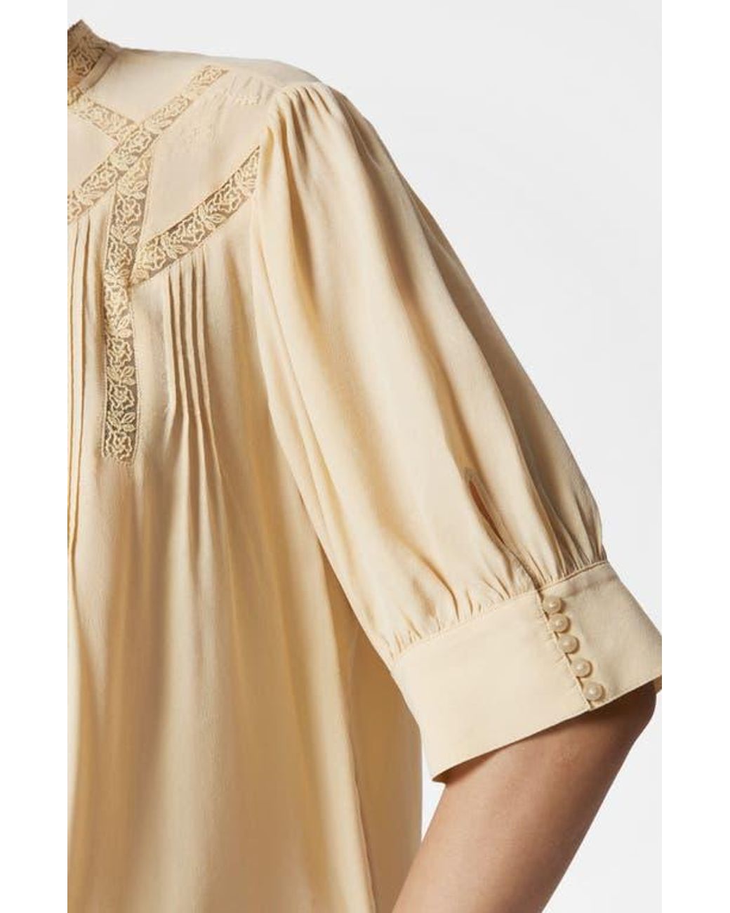 トップス OHOTORO Pintuck Lace Blouse / ivory & Other Stories Embroidered Pintuck Lace Top in Natural | Lyst