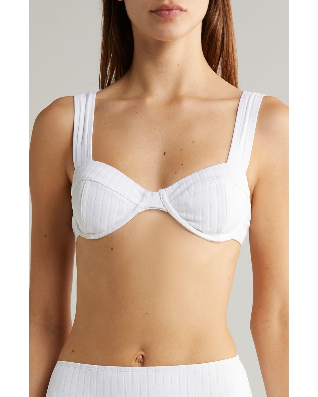 Solid & Striped White Lilo Underwire Rib Bikini Top