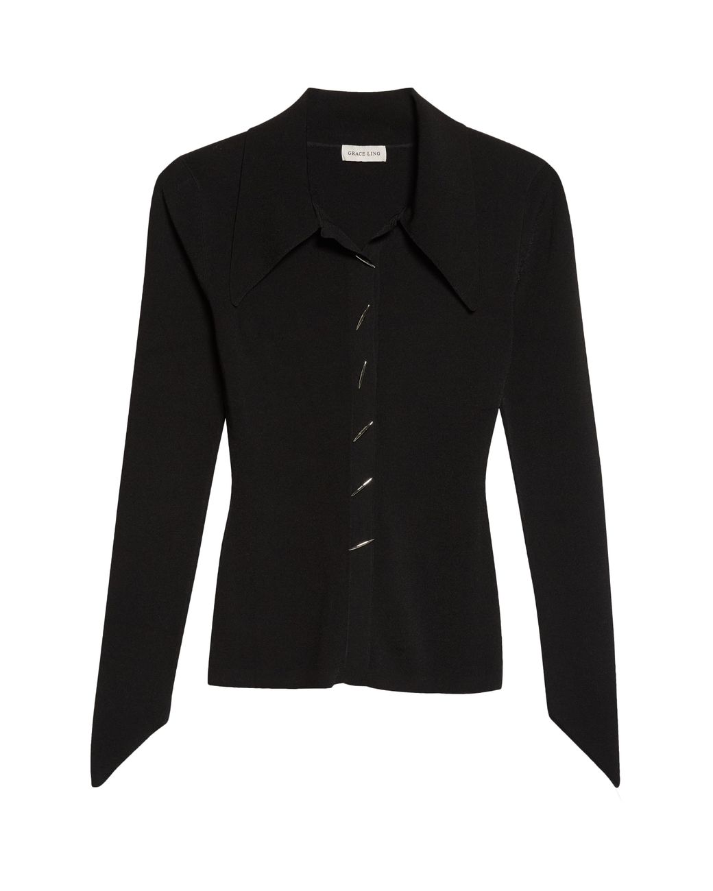 GRACE LING Black Angular Ribbed Cardigan