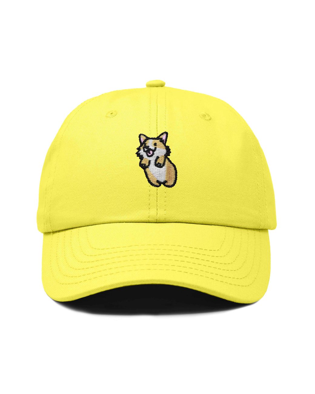 Alix Yellow Leaping Corgi Embroidered Cap