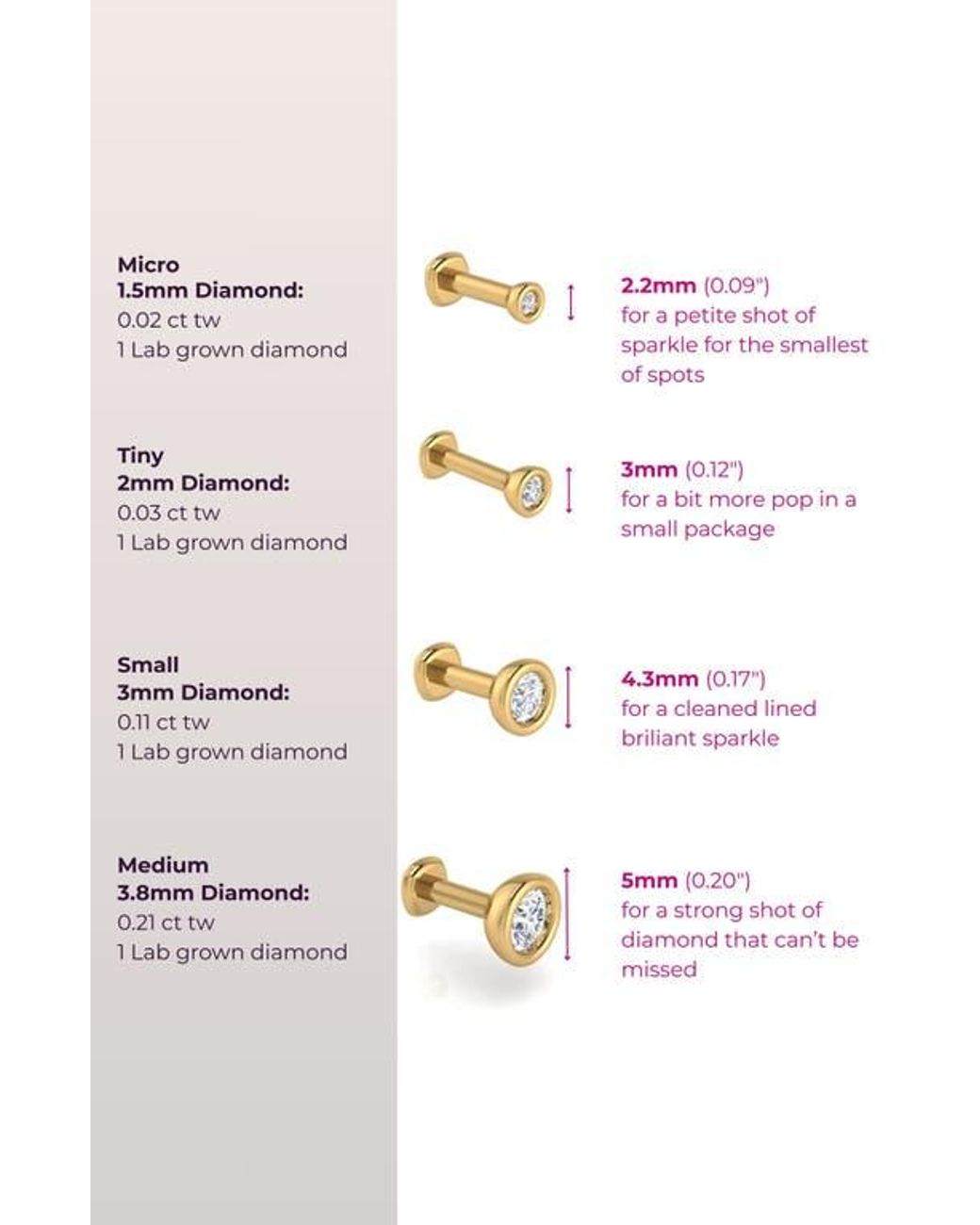 Seed2Stone Metallic The Starlet Diamond Flat Back Single Stud