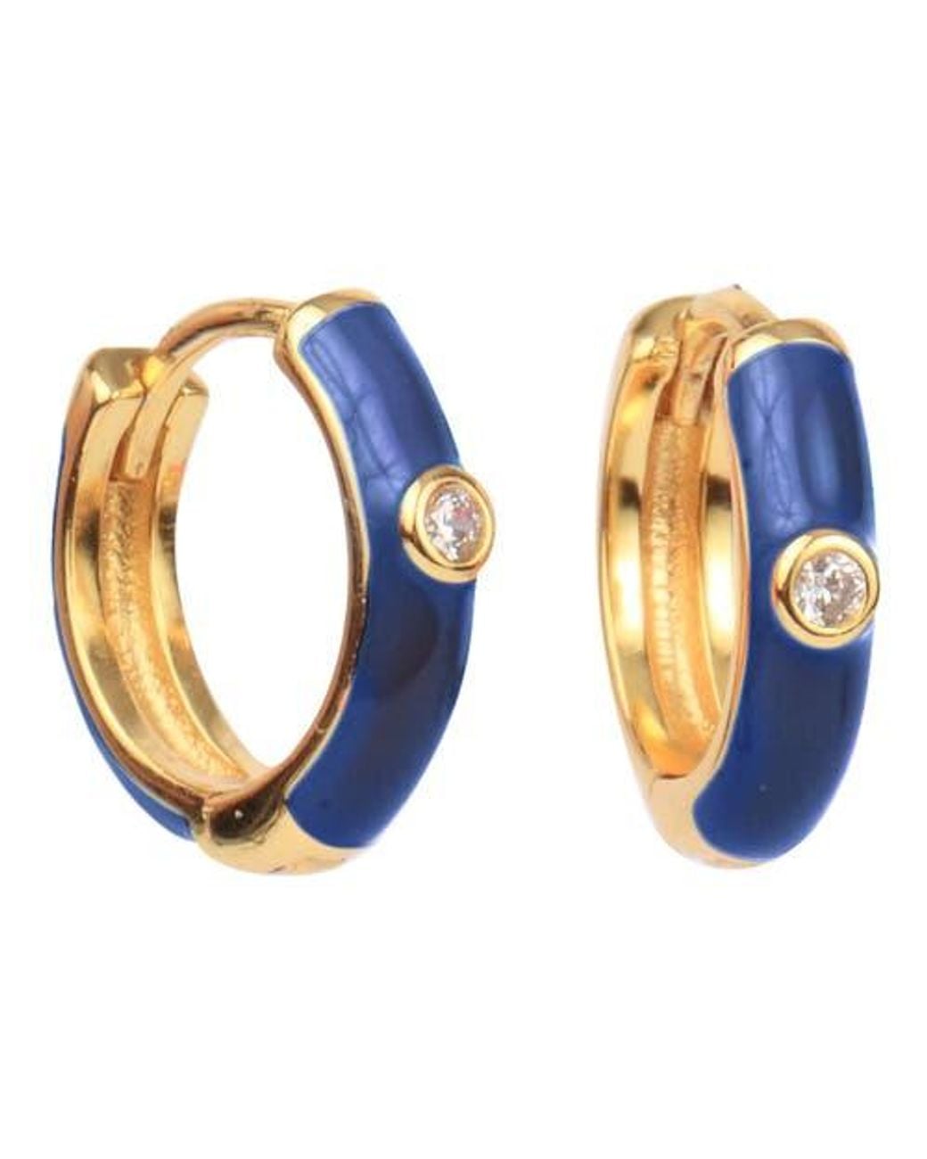 Color Shout Blue Enamel Huggie Hoops