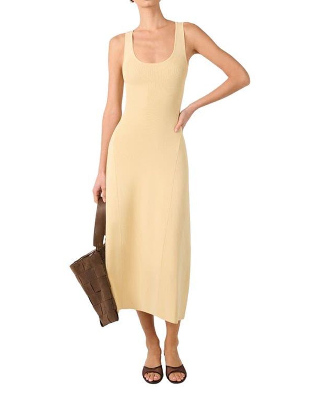 open lace back dress Ribbed Cotton Midi Dress – WeWoreWhat main image 1