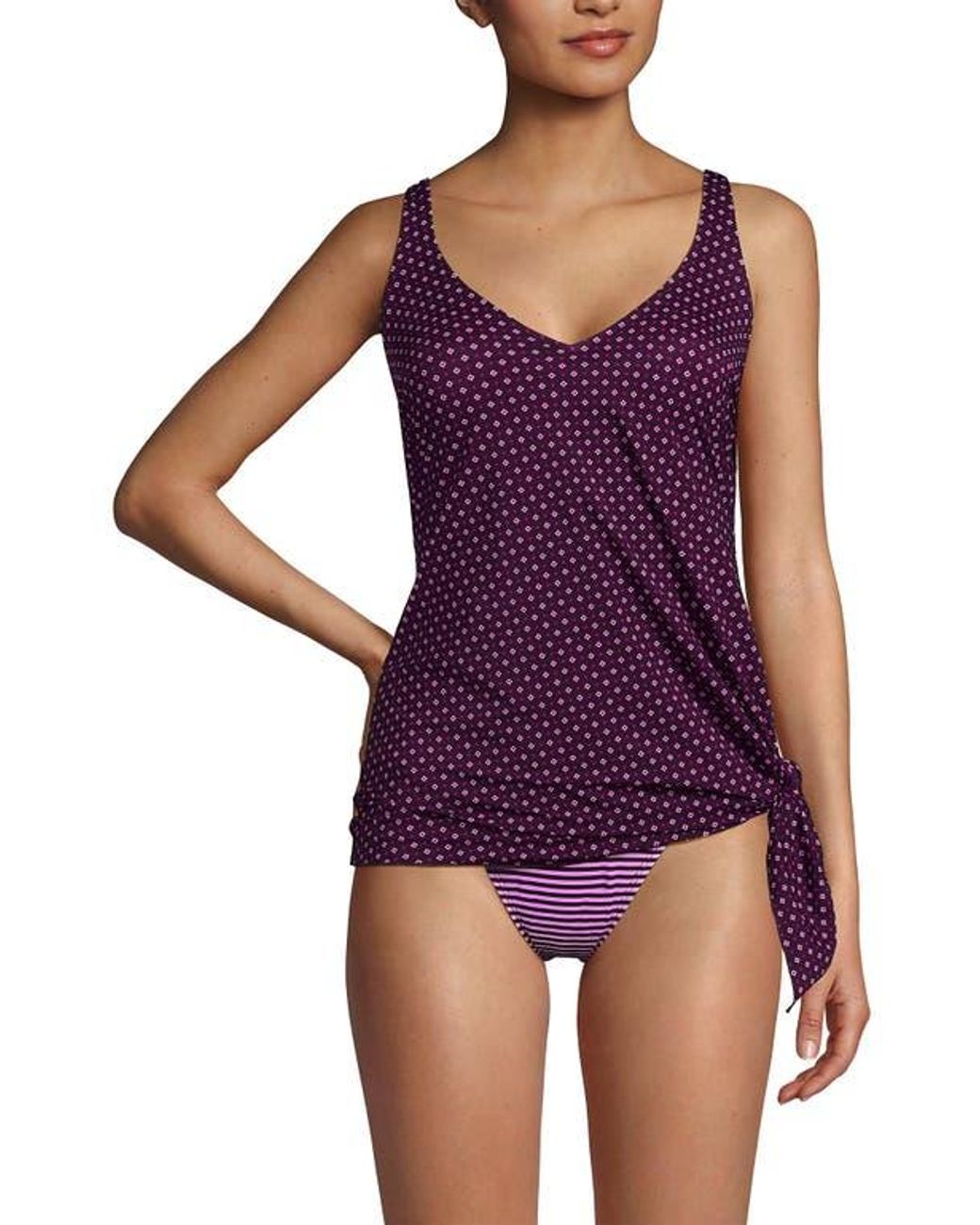 Lands' End Slender Suit Fauxkini One Piece Swimsuit in Purple Lyst