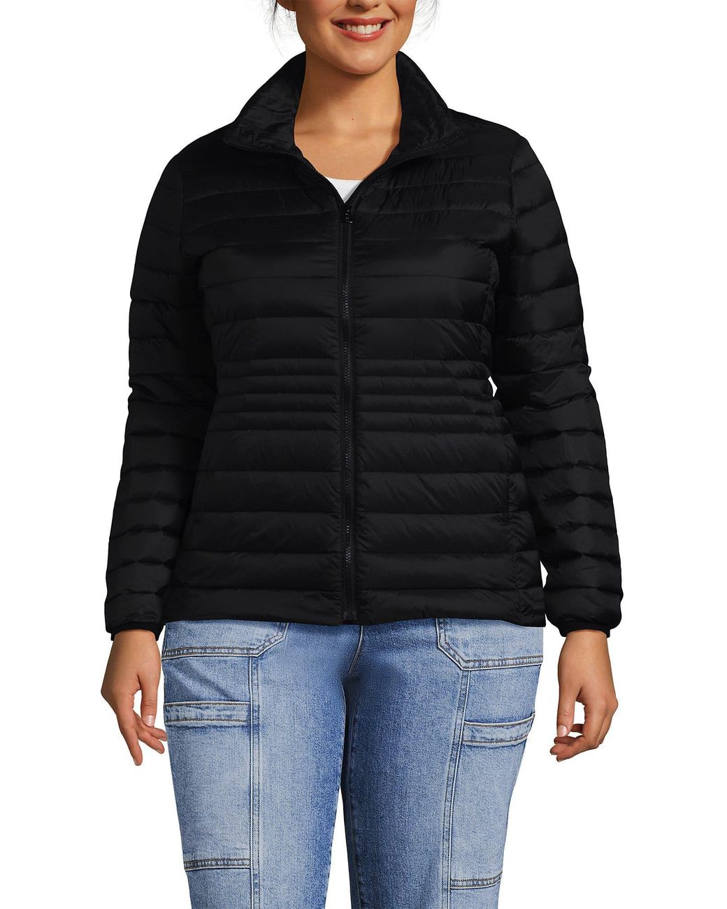 Lands' End Black Wanderweight Ultralight Packable Down Jacket