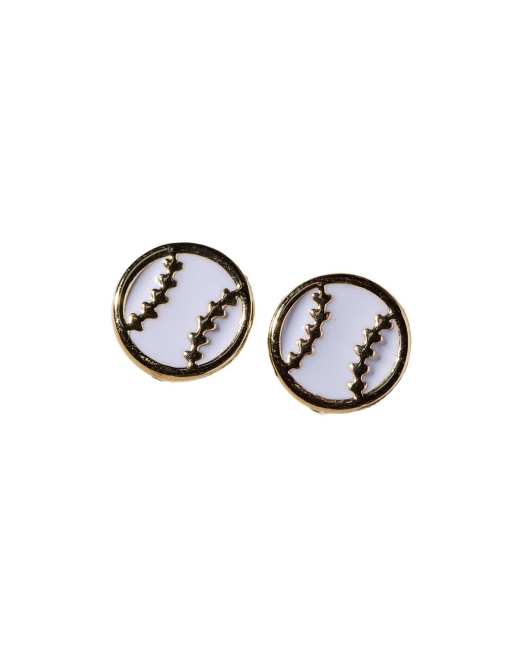 Nickel & Suede Black Baseball Stud Earrings