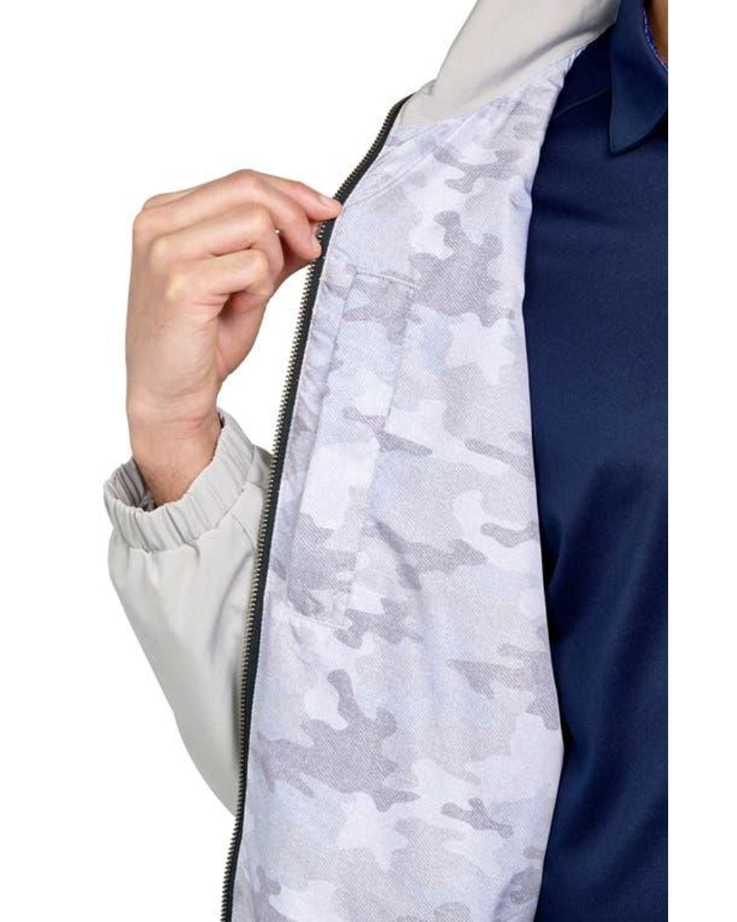 Con.struct Gray Regular Fit Solid Recycled Performance Golf Jacket for men