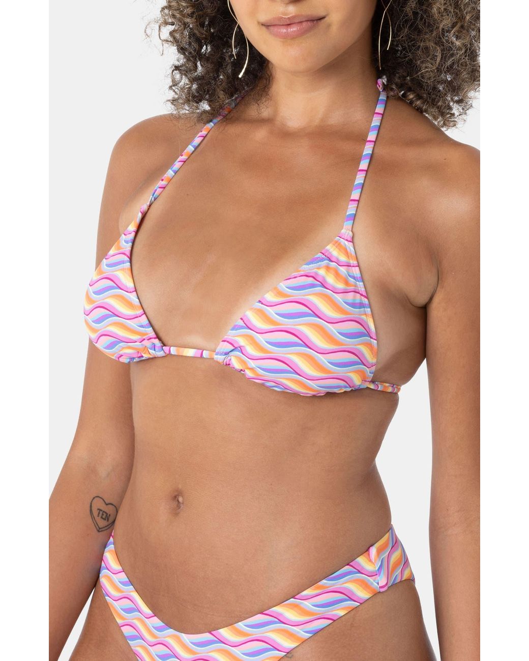 Roxy Multicolor High Tide Tiki Triangle Bikini Top