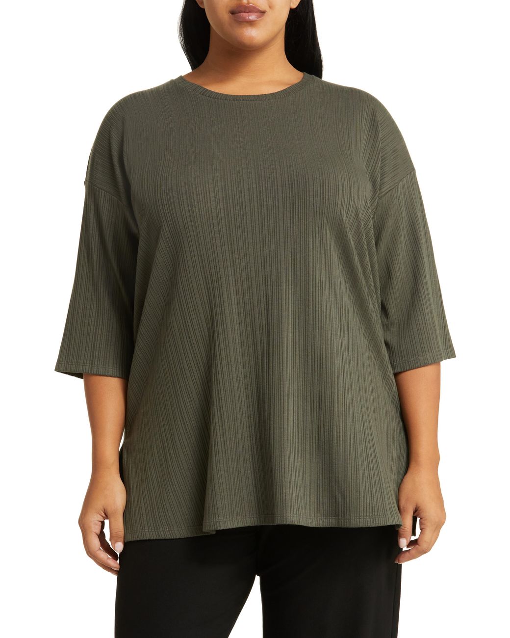 Eileen Fisher Rib Tunic Top in Green | Lyst