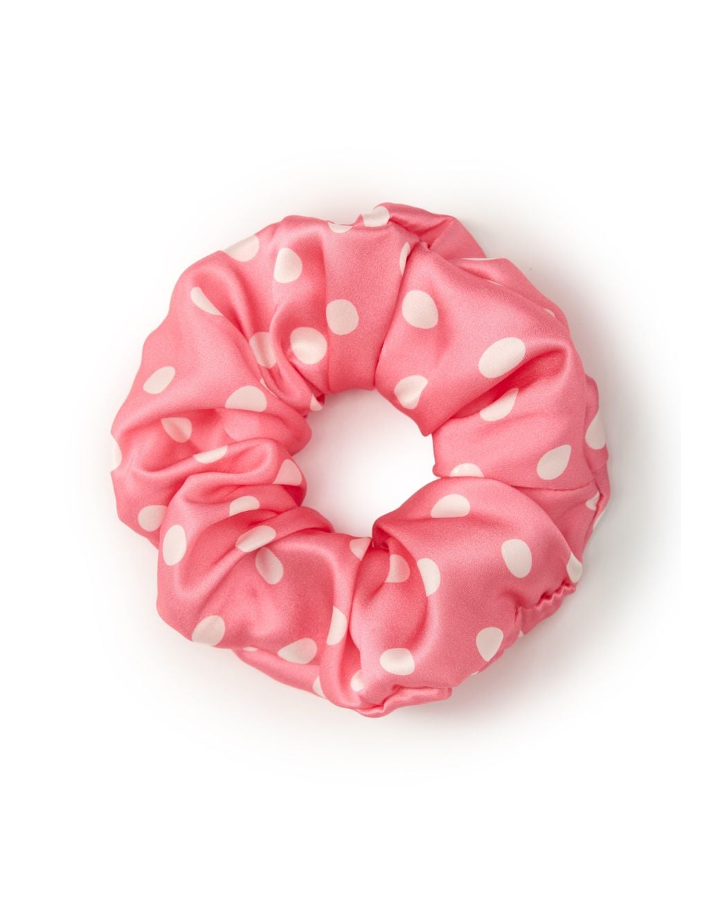 OLAH Pink Petite Dot Silk Scrunchie