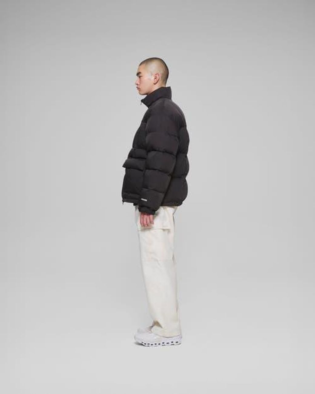 vowels Black Puffer Jacket for men