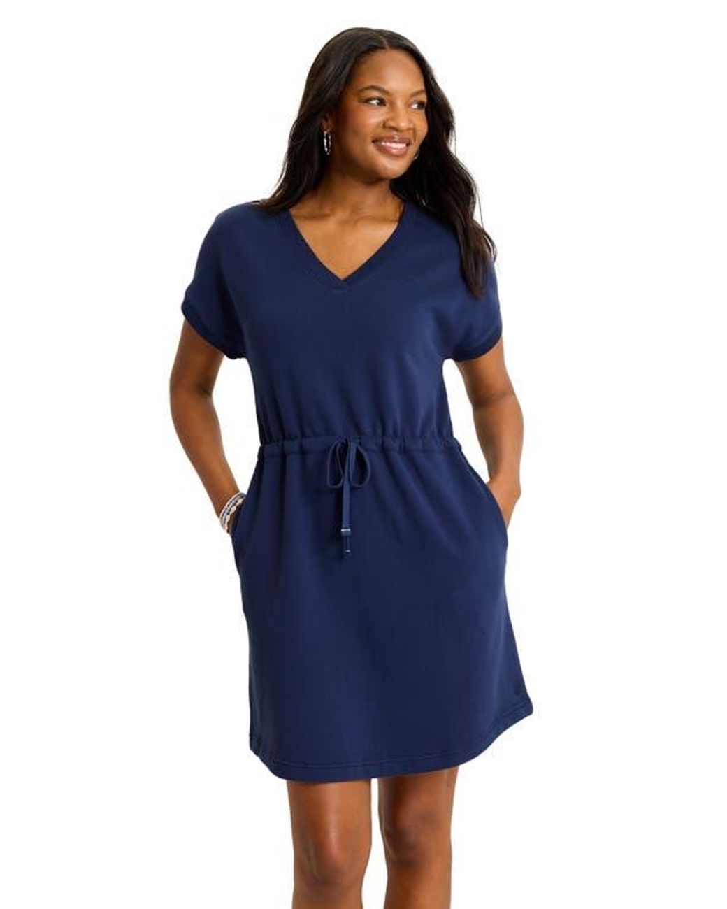 Tommy Bahama Blue Marina Del Mar Cotton Fleece V-Neck Dress