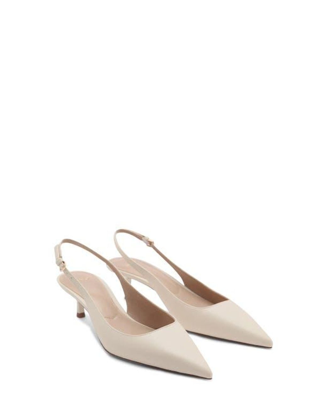 Mango White Pointed Kitten Heel Pump