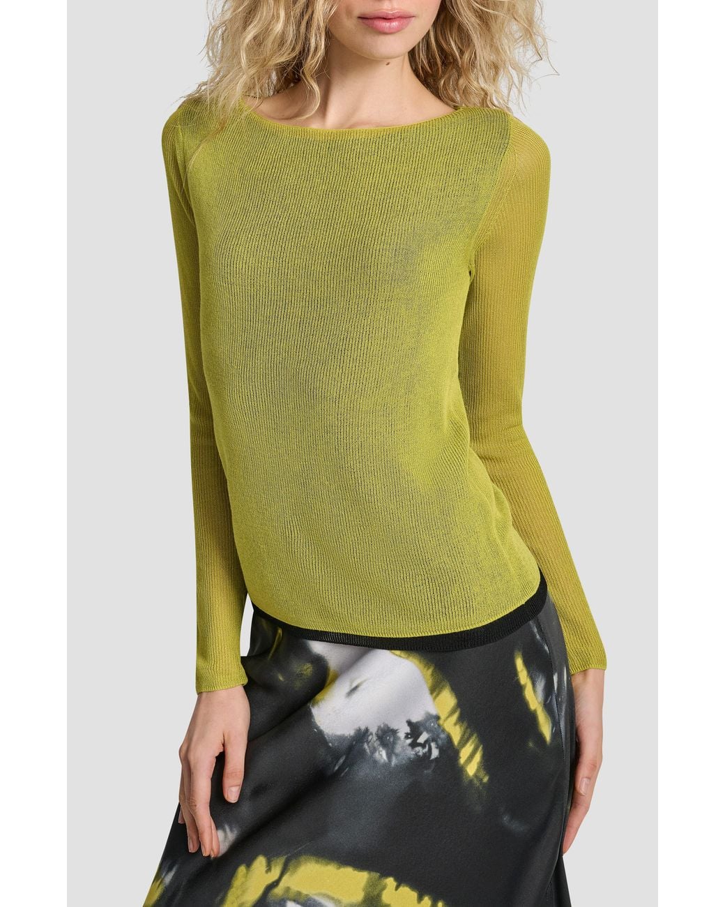 DKNY Green Double Layer Boat Neck Sweater