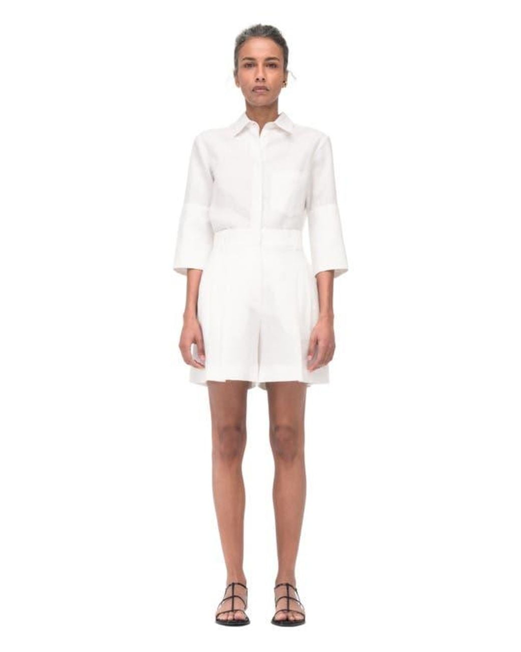 Another Tomorrow White Pleated Short
