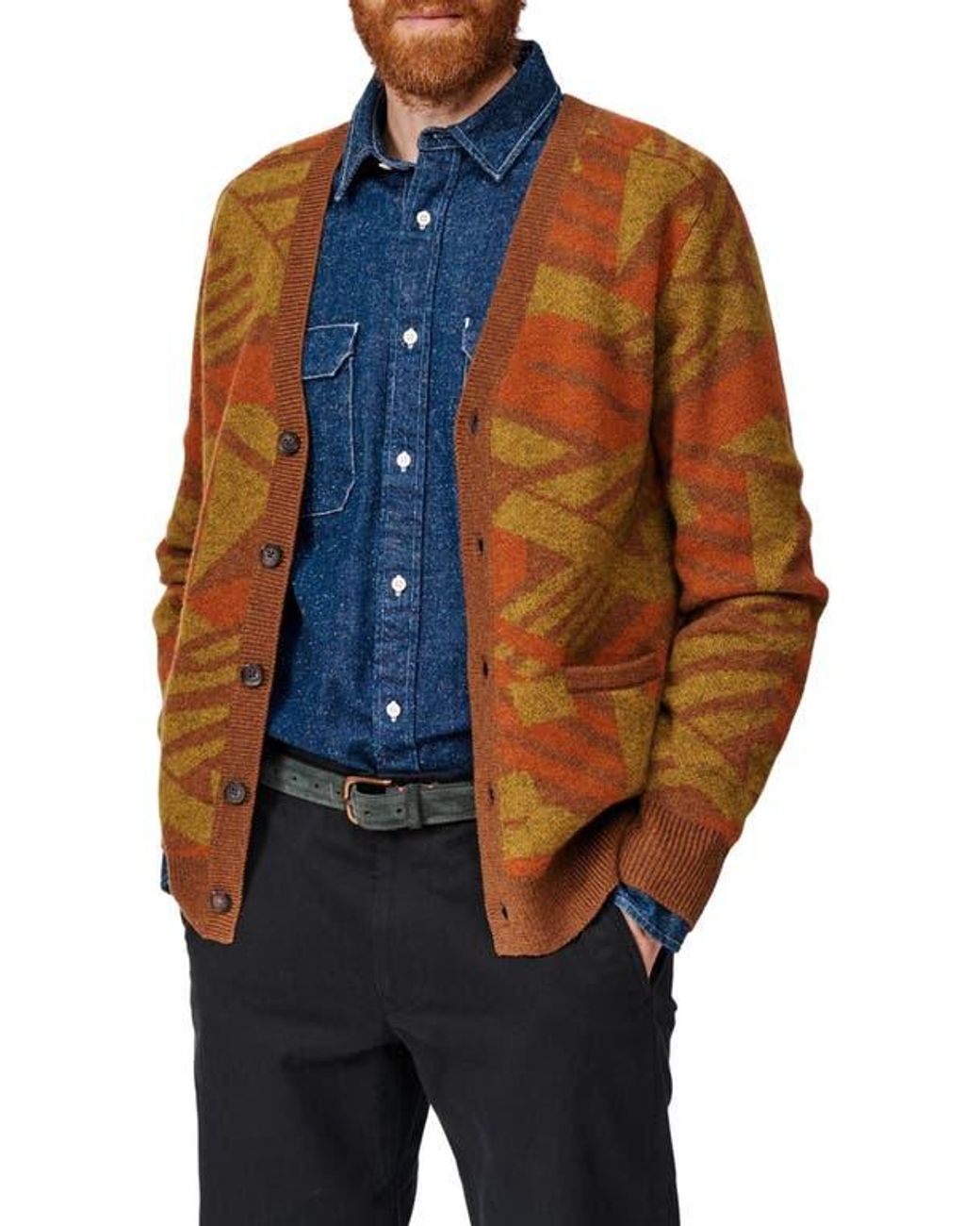 aubi Blue Blake Wool Cardigan for men