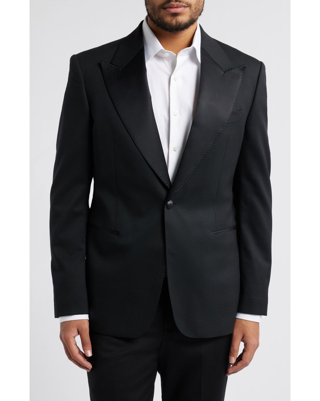 Zanella Black Chambers Stretch Wool Tuxedo Jacket for men