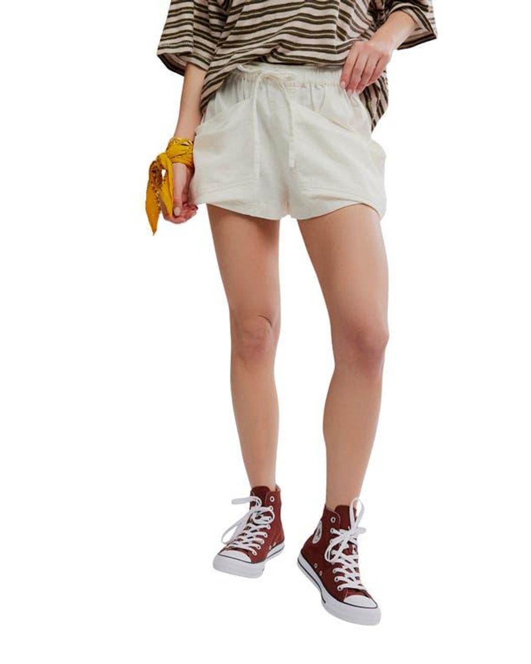 Free People Multicolor Good Fortune Linen & Cotton Shorts