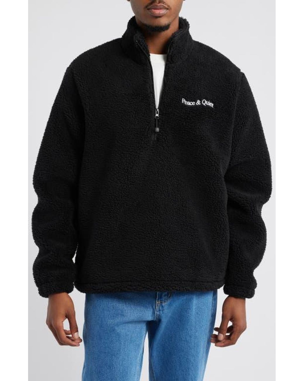 Museum of Peace & Quiet Wordmark Quarter Zip Fleece Pullover in