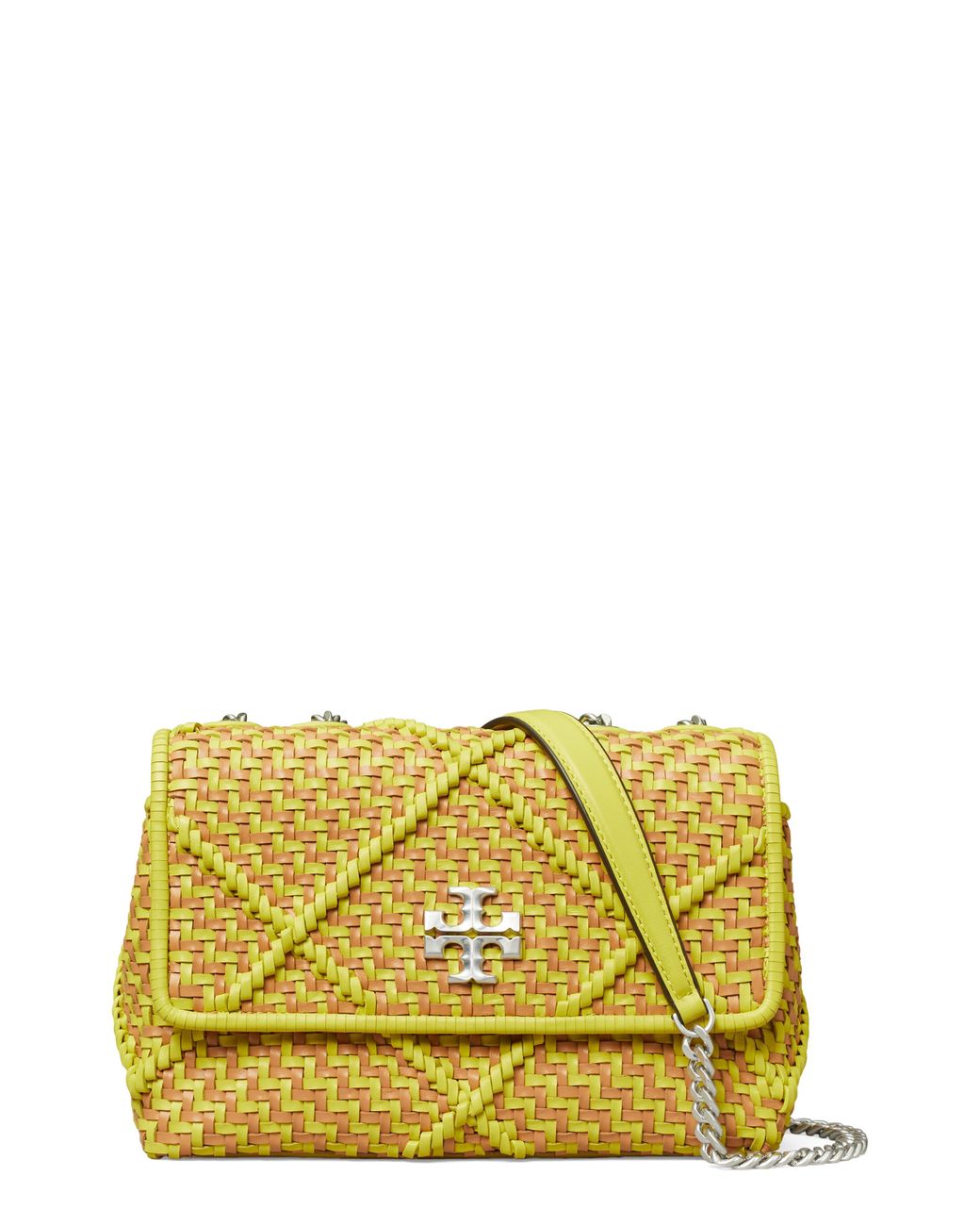 Tory Burch Kira Small Diamond Woven Convertible Shoulder Bag in Yellow