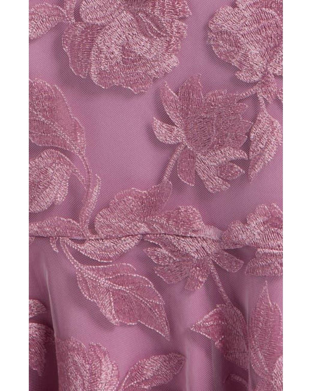 Sam Edelman Embroidered Off The Shoulder Tie Waist Midi Dress in Pink