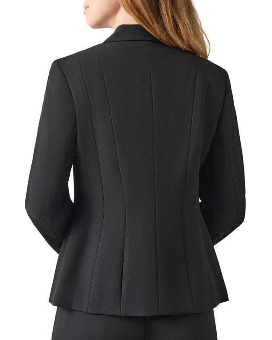 Kasper Black Stretch Crepe One-Button Blazer