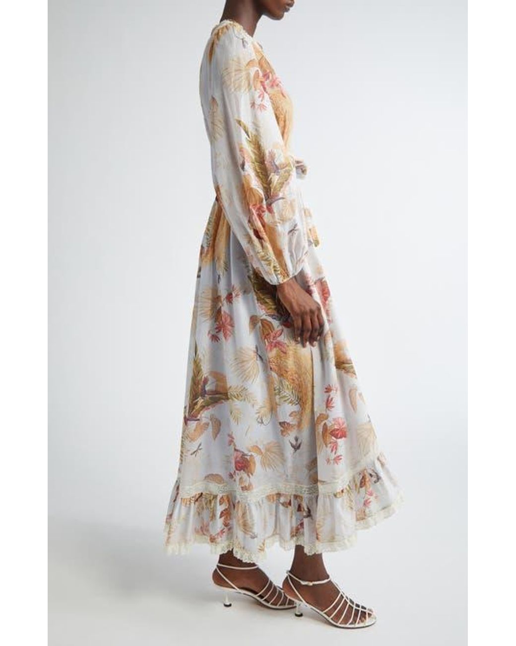 Zimmermann Ascension Frill Lace Trim Floral Long Sleeve Maxi Dress in White | Lyst Zimmermann Ascension Frill Lace Trim Floral Long Sleeve Maxi Dress in White | Lyst