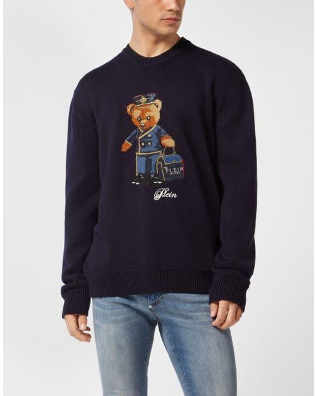 Philipp Plein Blue Pullover Round Neck Love for men