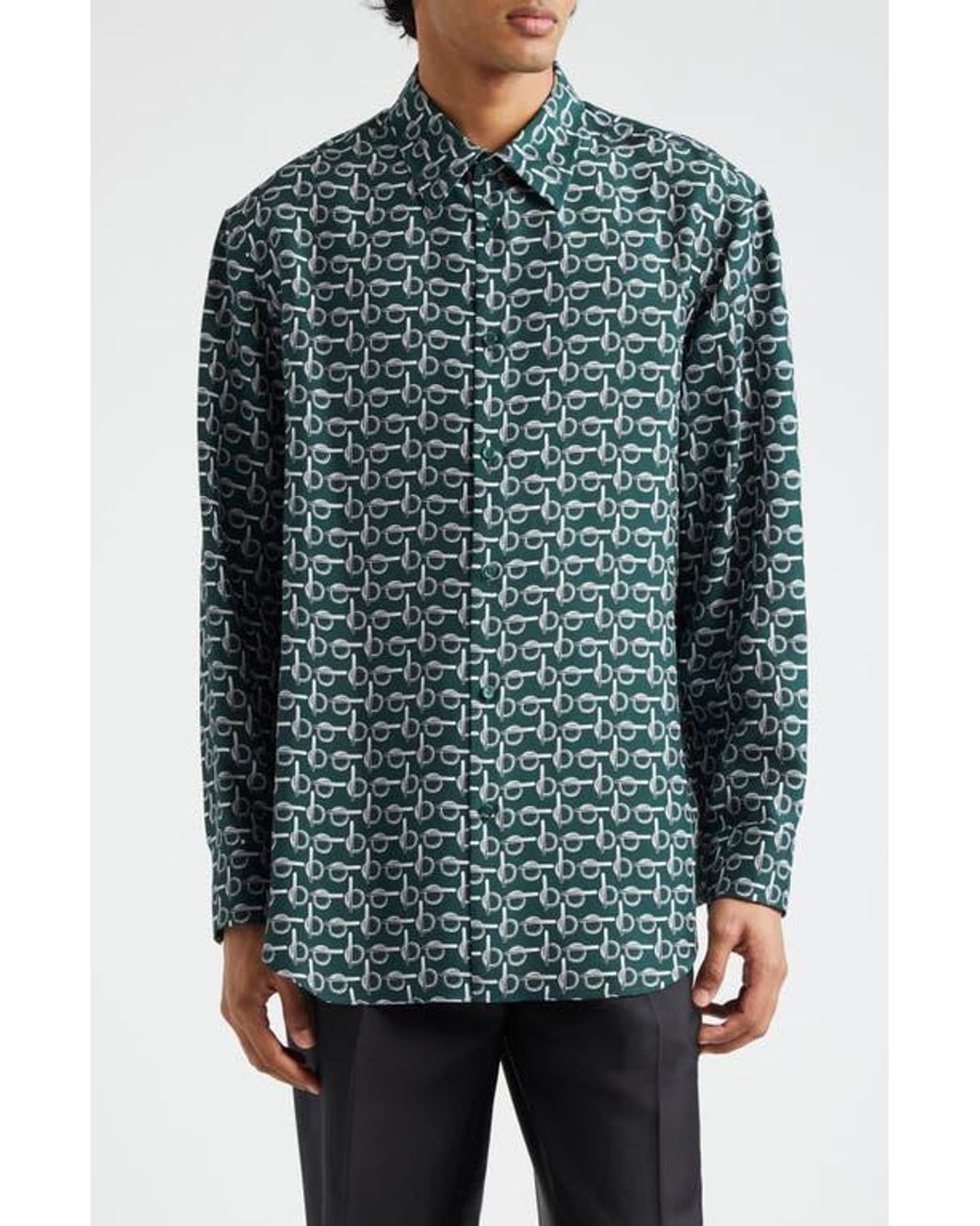 Burberry Regular Fit Silk Button Up Shirt in Blue for Men Lyst