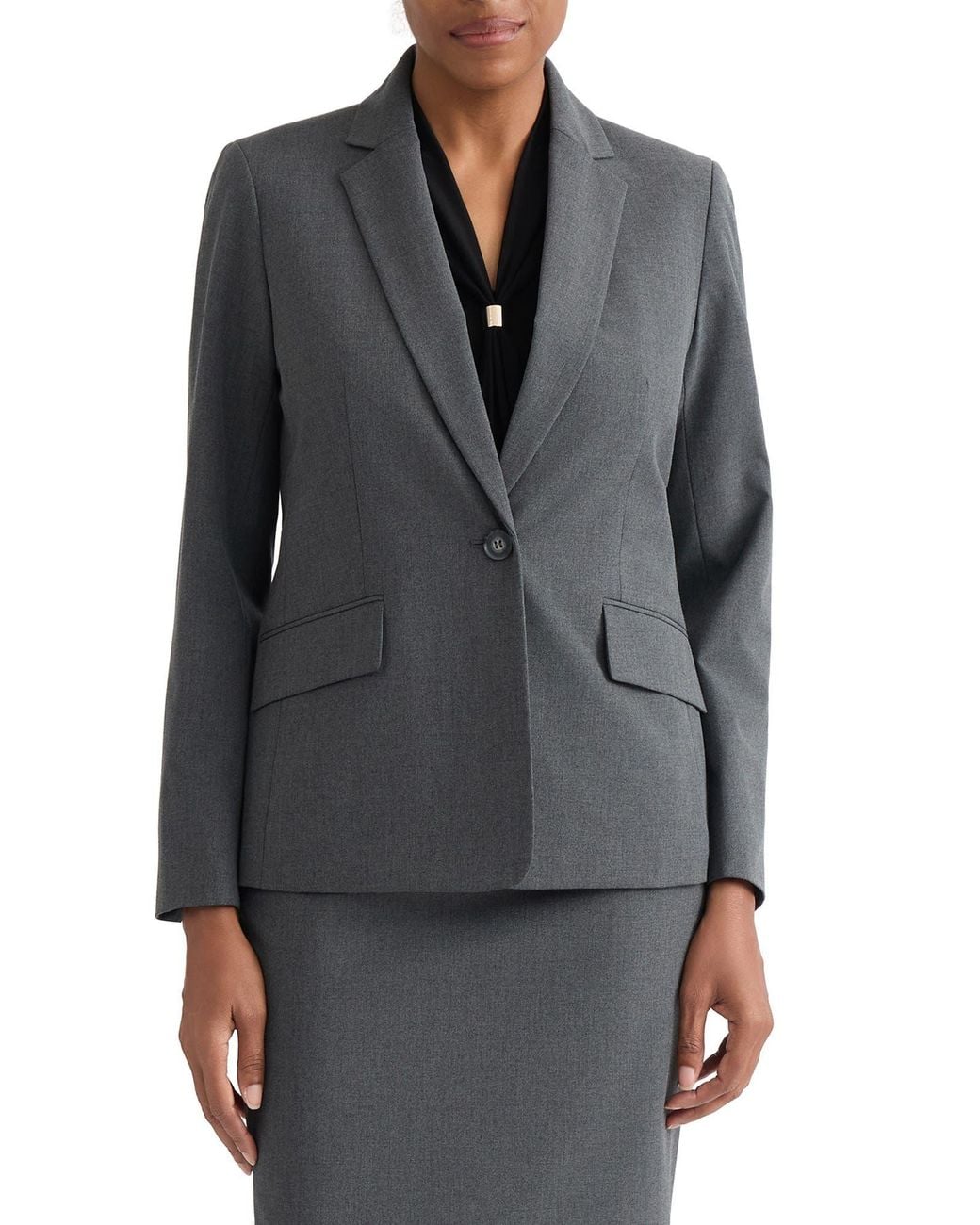 Kasper Gray Washable One-Button Jacket