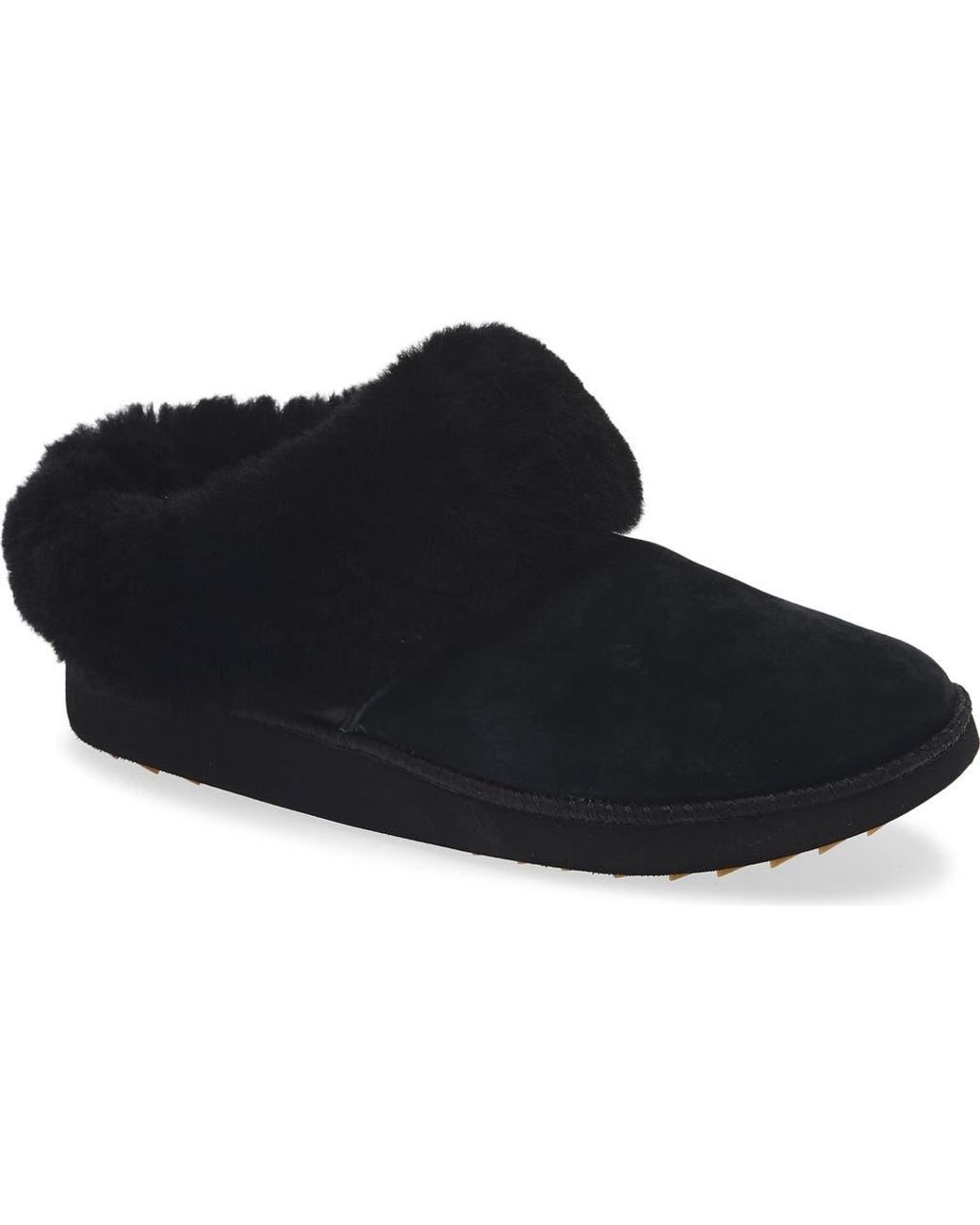Olukai Black Ku'I Genuine Shearling Slipper