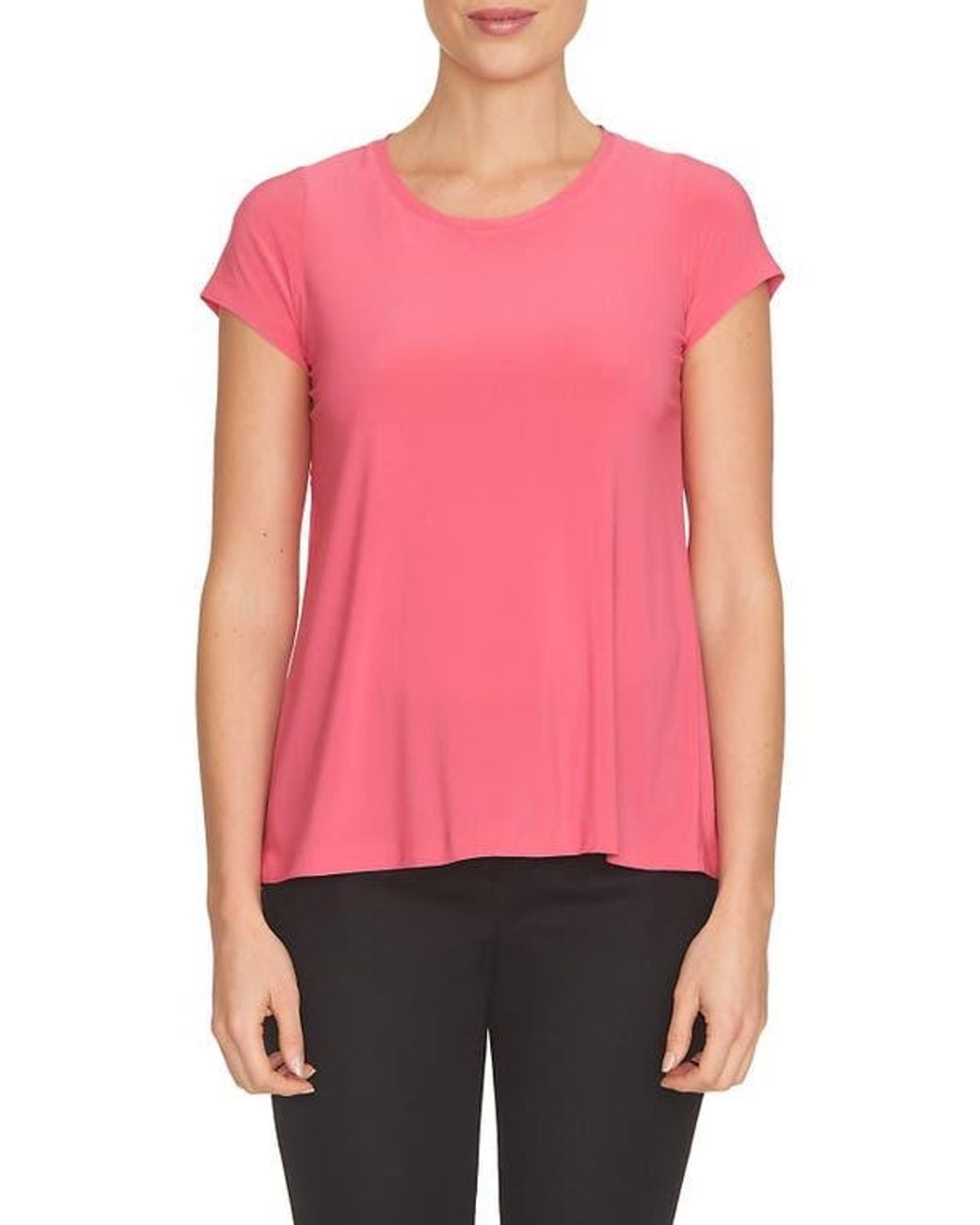 Cece Red Lace Trim Cutout Tee