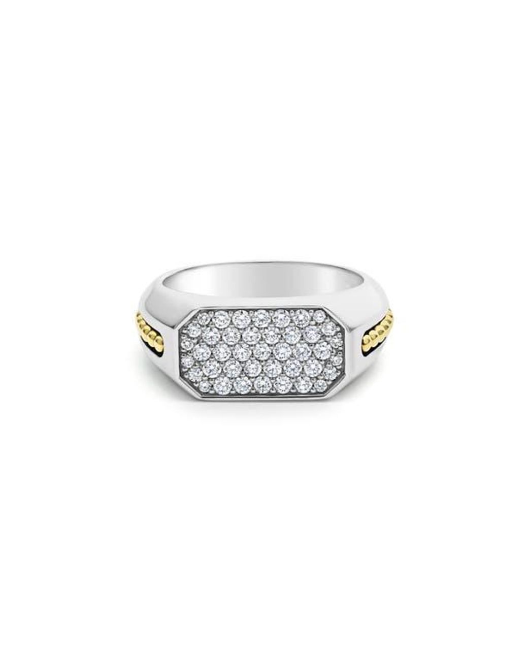 Lagos Anthem Pavé Diamond Signet Ring in Metallic | Lyst