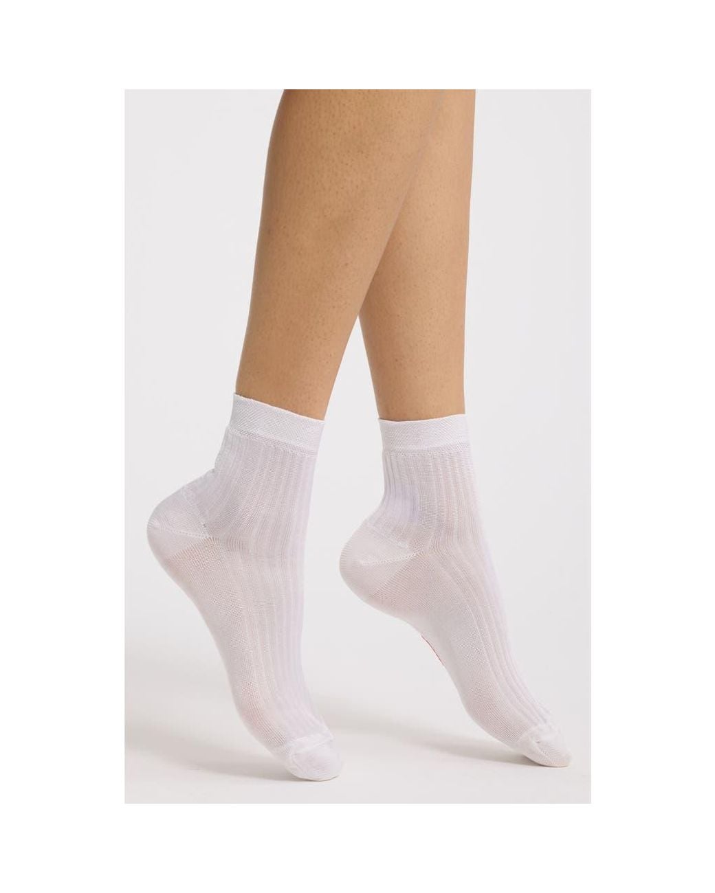 Stems White Rib Quarter Socks