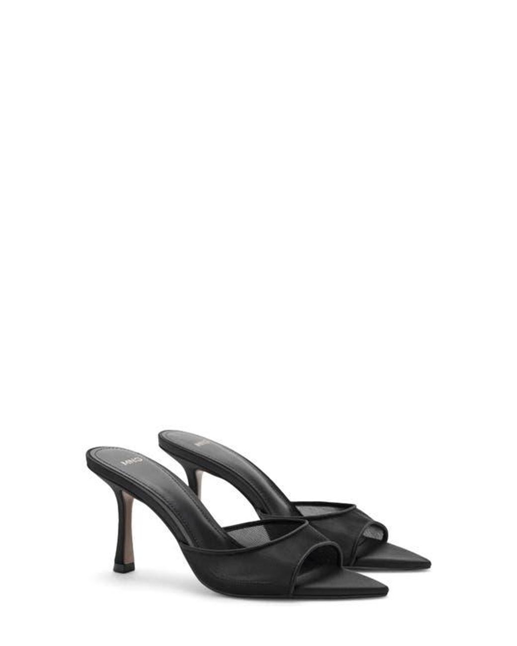 Mango Black Pointed Toe Slide Sandal