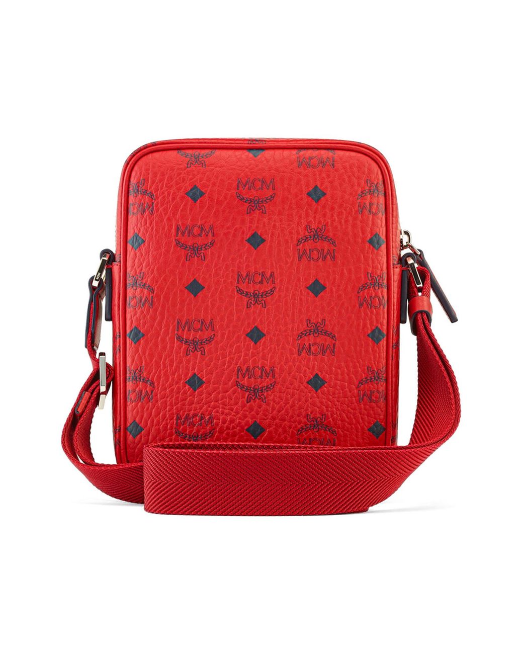 NEW Authentic MCM Crossbody Pouch in Visetos Original CANDY RED