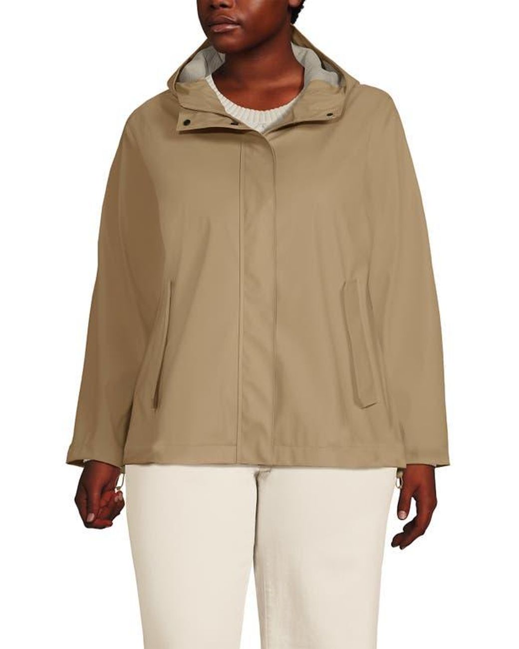 Lands' End Natural Squall Waterproof Rain Slicker Jacket
