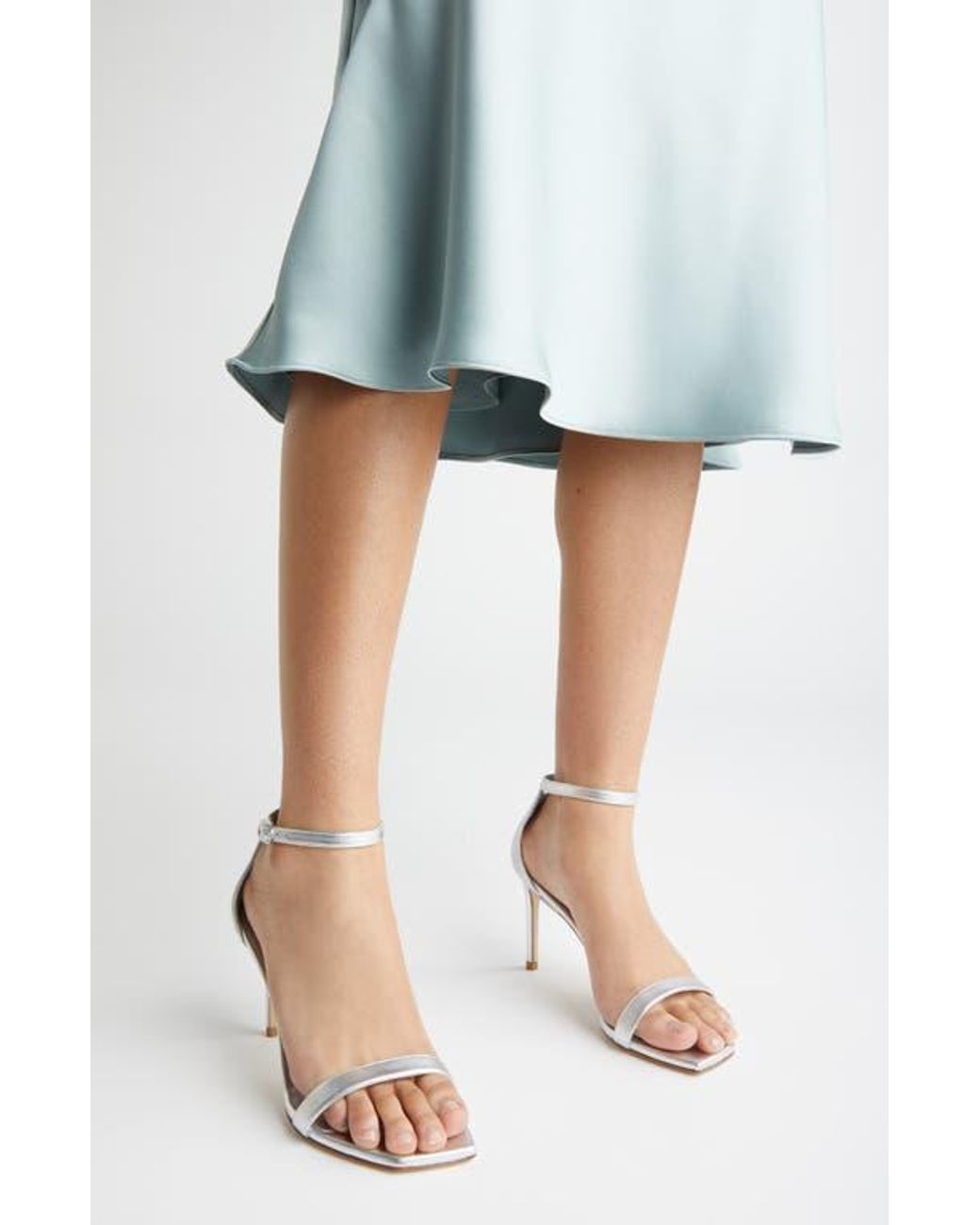 Stuart Weitzman Nunaked Curve 85 Sandal in White | Lyst