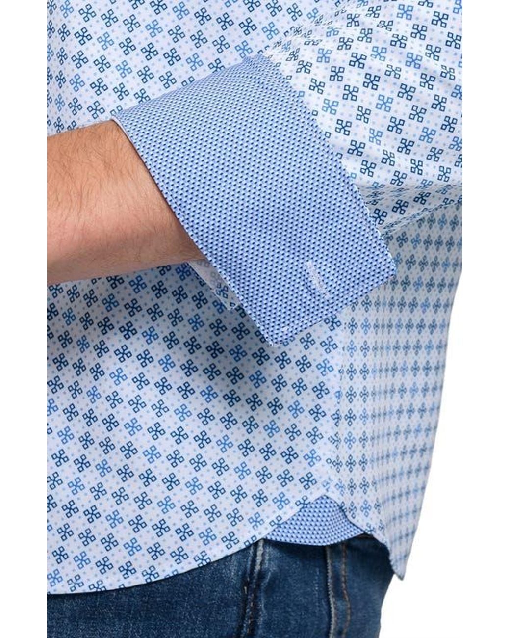 Con.struct Blue Quadruple Diamond Woven Long Sleeve Basic for men