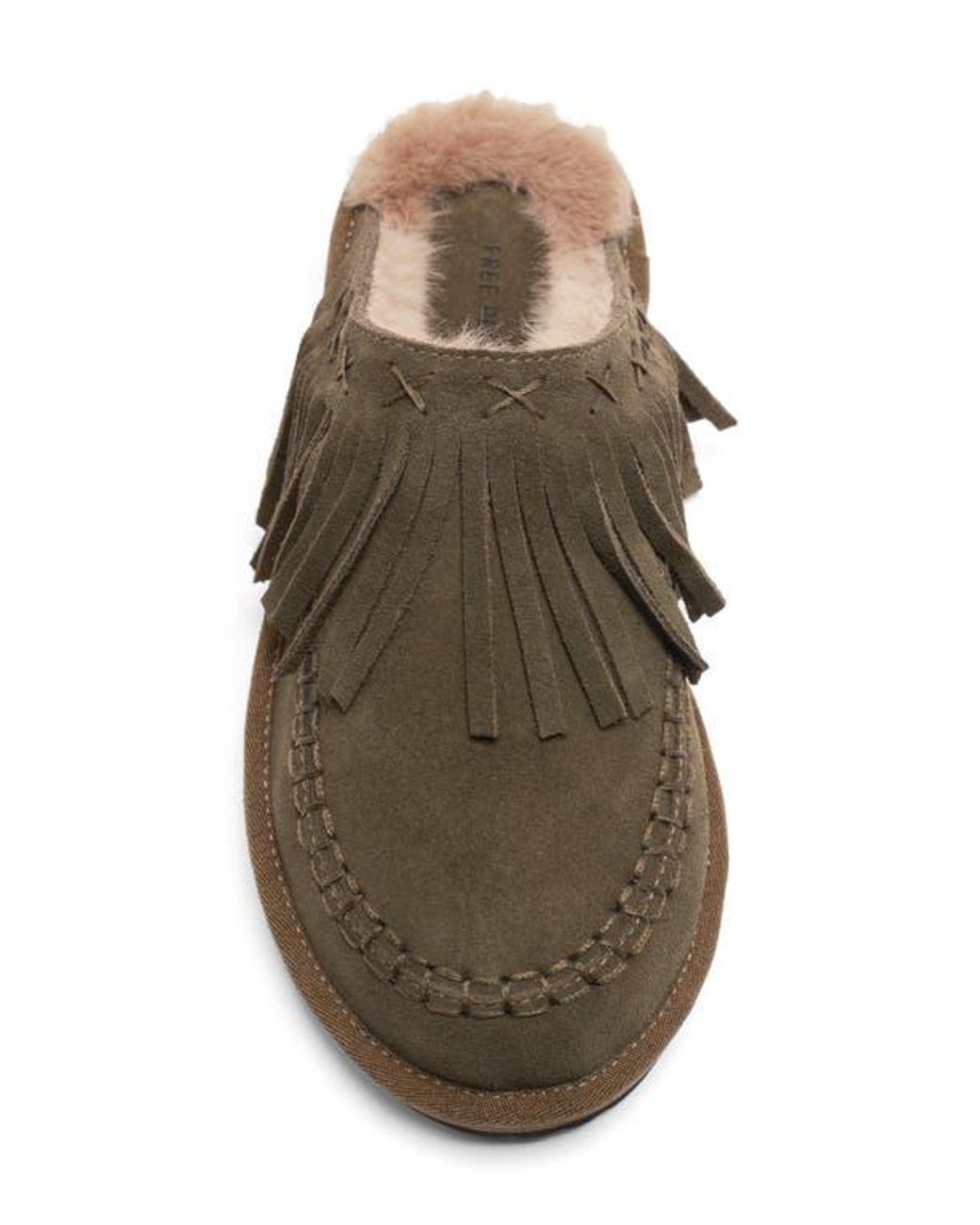 Free People Fallon Fringe Faux Fur Mule Slipper in Brown | Lyst