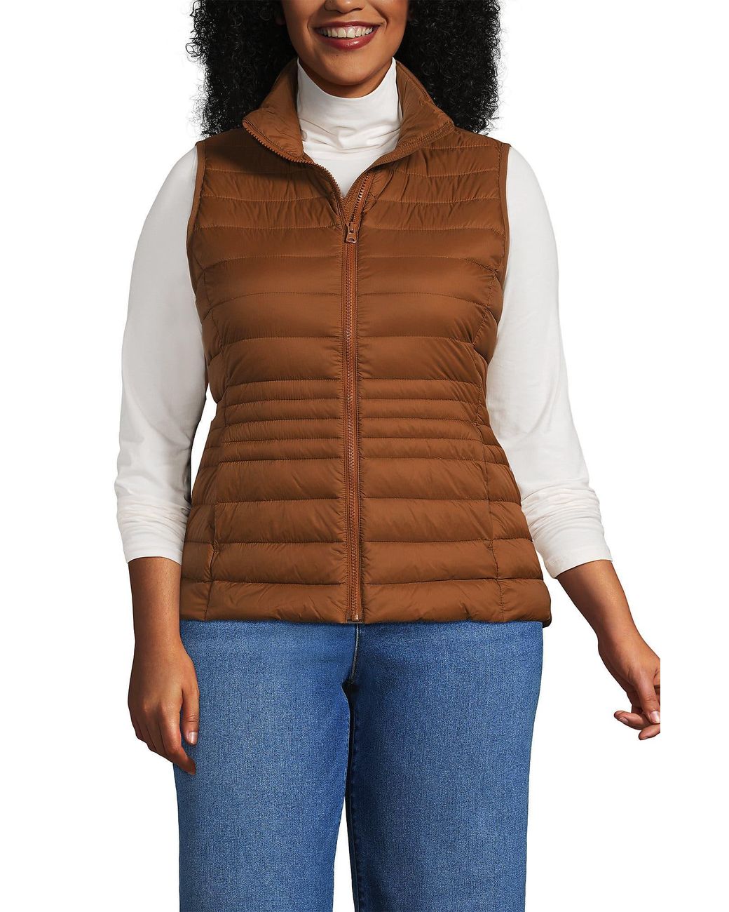 Lands' End Brown Wanderweight Packable Ultralight Down Vest