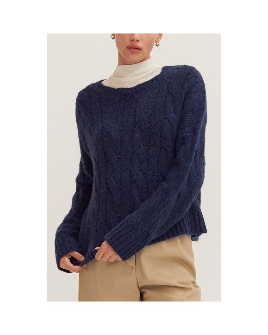 Crescent Blue Cable Knit Sweater